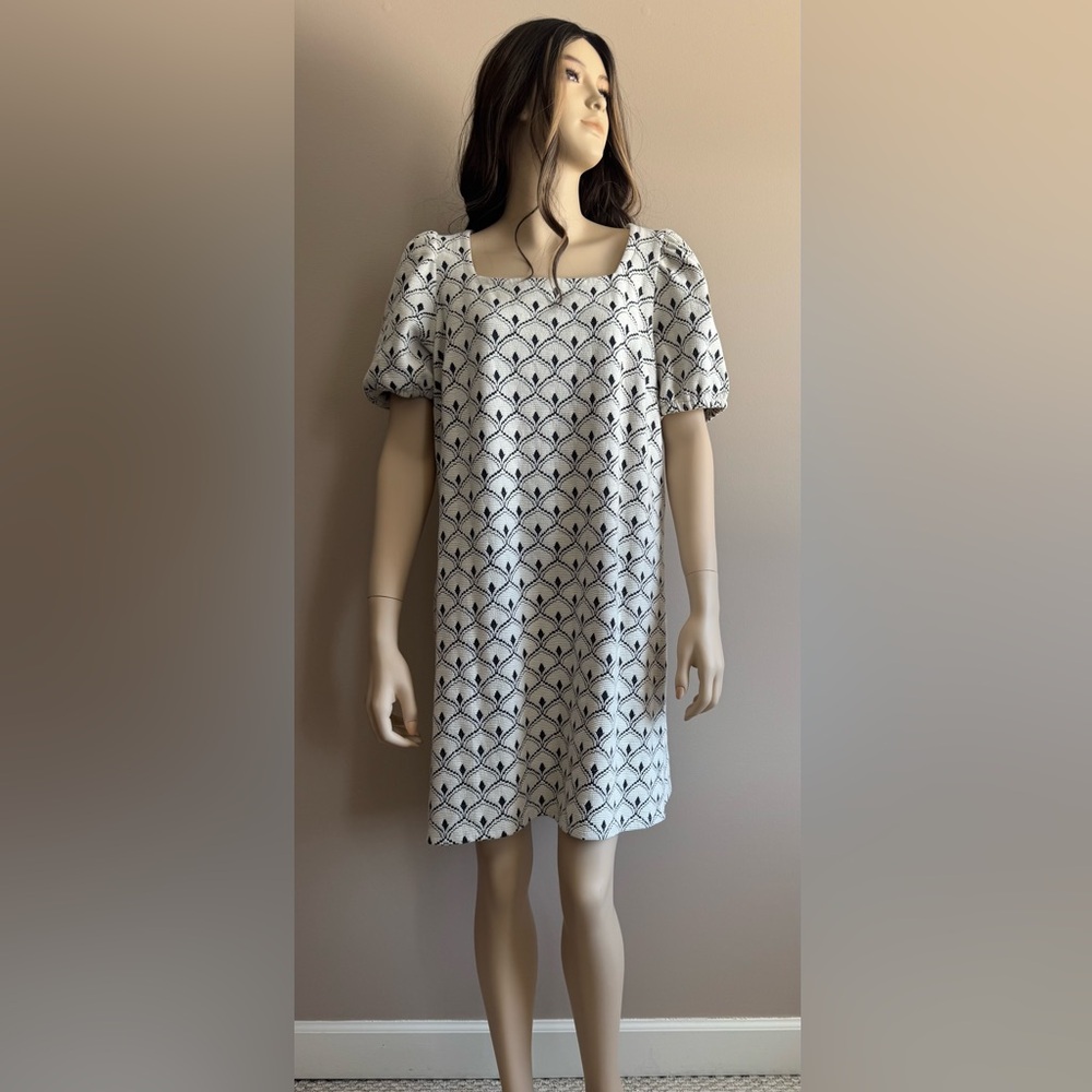 LOFT White and Black Patterned Dress